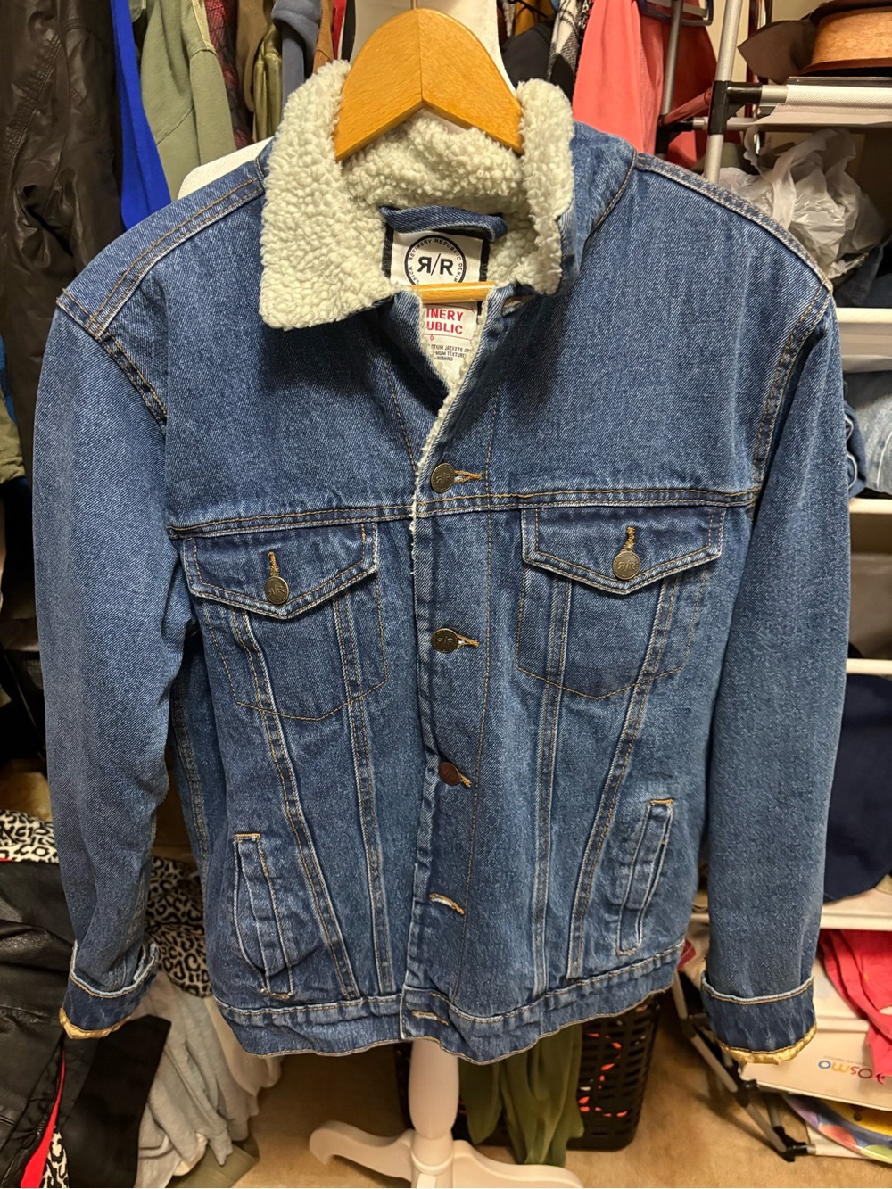 Ladies Denim Sherpa-Lined Jacket - Blue